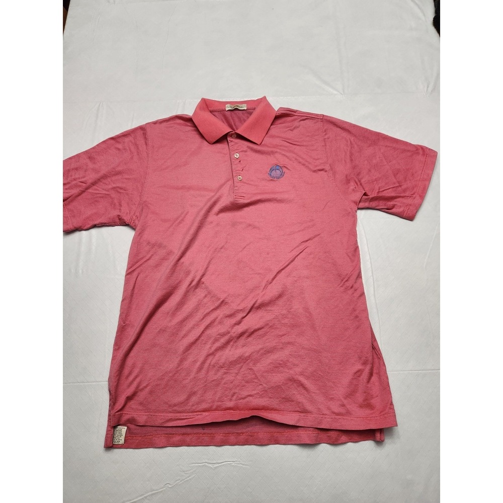 Peter Millar Butler National Polo Shirt Mens Large Pink Double Mercerized Cotton